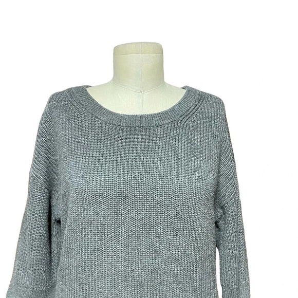 Intermix Charcoal Gray Cotton Silk High-Low Sweater Size Medium - Picture 2 of 7